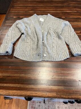 Abercrombie and fitch Cozy Grey Cable Knit Button Cardigan medium